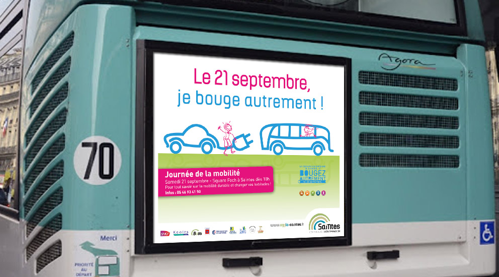 L'agence de publicité CHAT BOTTÉ en Charente-Maritime conçoit les supports de communication pour la journée de la mobilité pour la CDA de Saintes